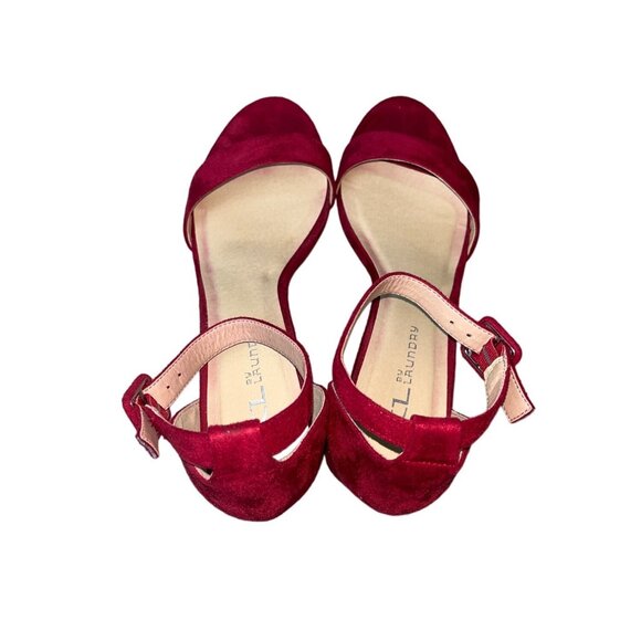 CL By Laundry Women's Ruby Red Super Suede Jody Wedge Heels Sz 10 - Picture 7 of 10